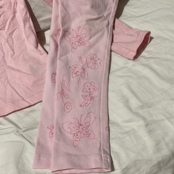 Ralph Lauren 5 pale pink legging floral embroidered with cold shoulder pink top - Picture 2 of 12